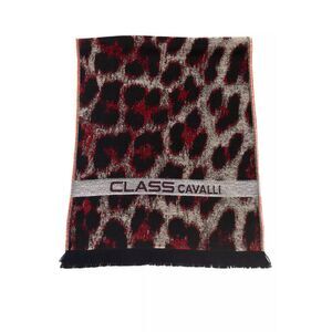 Cavalli Class Leopard Print Scarf CA22210 Men Burgundy Scarves